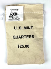 US Mint $25 Michigan D State Quarter in Original Canvas Bag