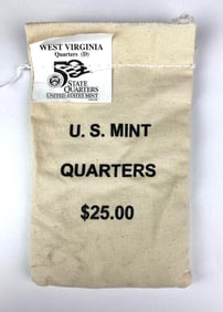 US Mint $25 West Virginia D State Quarter in Original Canvas Bag