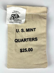 US Mint $25 Iowa D State Quarter in Original Canvas Bag