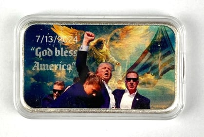 2024 Captains Chest Bullion Assassination Attempt Colorized 1 oz .999 Silver Ingot/Bar
