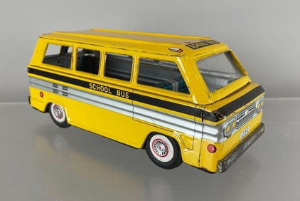 Vintage KTS Tin Litho Friction School Bus