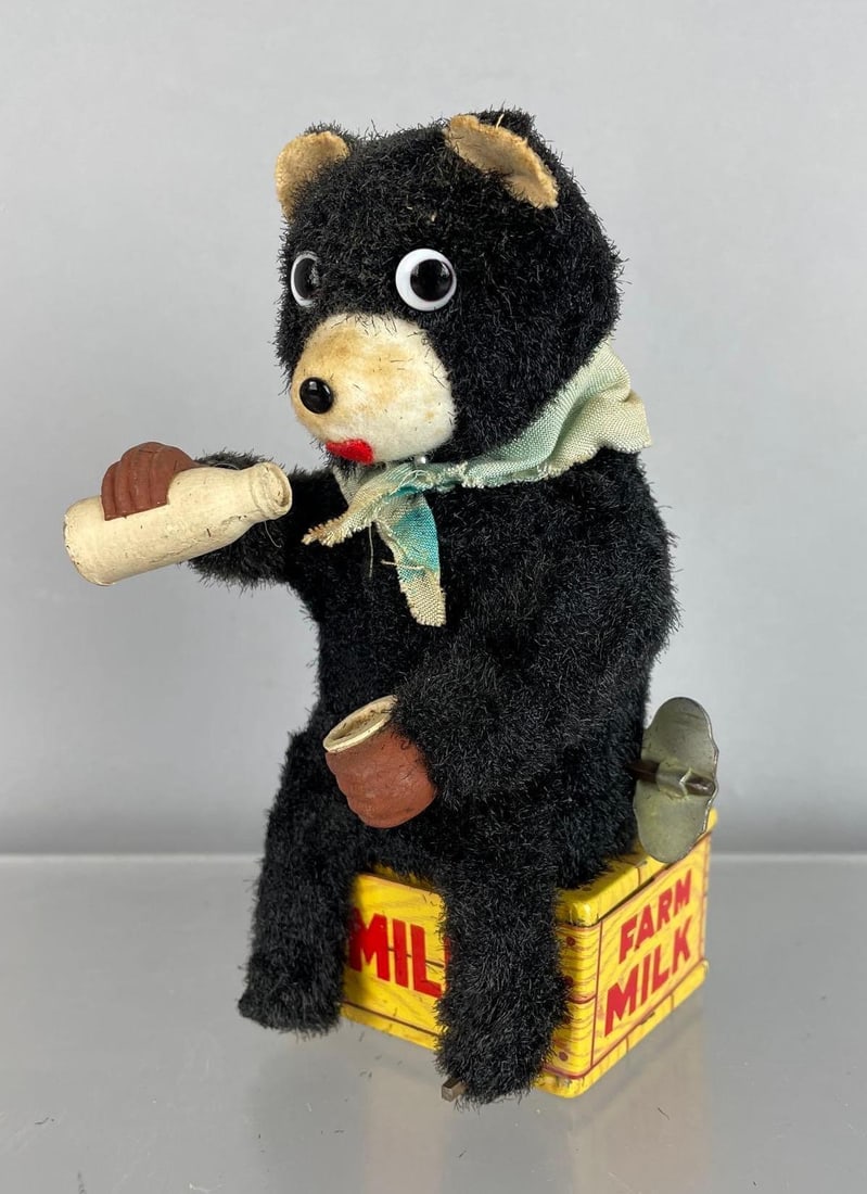 1960s Japanese Wind-Up Milk Drinking Bear (1 of 3)