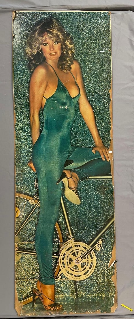 Vintage Farrah Fawcett Mounted Life-Size Poster: 3rd party shipper recommended. Mounted on pressboard, measures H 71 1/4" x W 23 3/4"