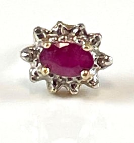 10k Gold Ruby and Diamond Accent Stud Earring