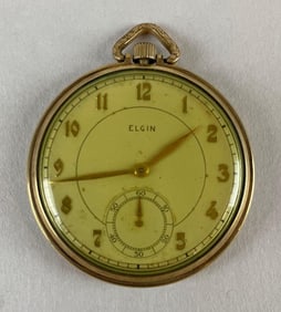 Antique Elgin 10k Gold Filled 15 Jewel Open Face Pocket Watch