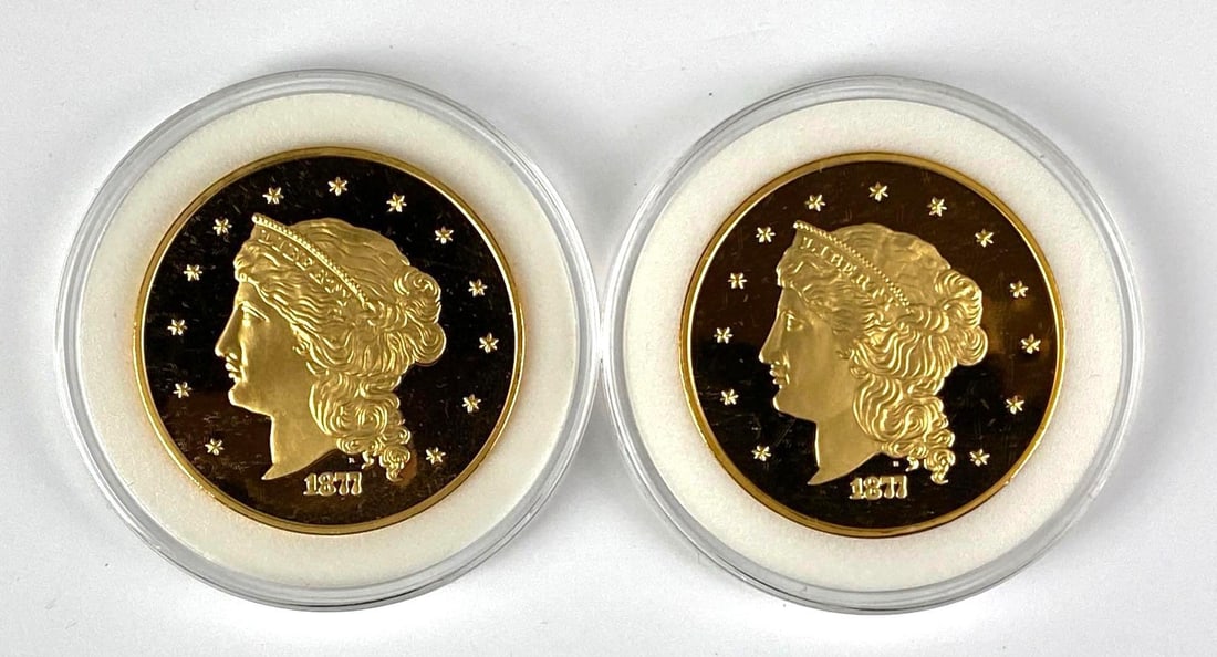Group of 2 National Collectors Mint 1877 $50 Half Union Coin Design 2.5 oz Gold Clad Bronze Rounds (1 of 3)