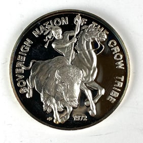 1972 Sovereign Nation of The Crow Tribe .81 oz .999 Fine Silver Round