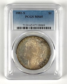 PCGS Graded 1881 S $1 Morgan Silver Dollar MS65