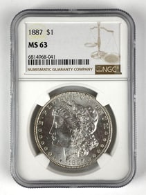 NGC Graded 1881 $1 Morgan Silver Dollar MS63