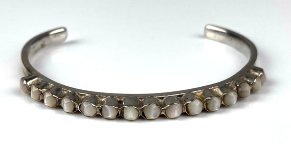 Baby Mother of Pearl and .925 Sterling Silver Cuff Bracelet