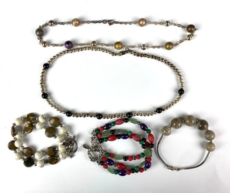 Group of .925 Sterling Silver Bracelets and Necklaces