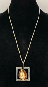 .925 Sterling Silver and Cowrie Shell Pendant on IBB .925 Sterling Chain Rope Necklace