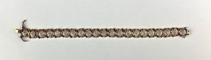 Gold Plated .925 Sterling Silver with Diamond Accent XO Style Bracelet