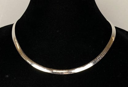 Italy Vermeil .925 Sterling Silver Omega Necklace