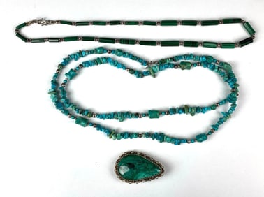 Signed Carolyn Relios .925 Sterling Silver and Turquoise Necklace and More