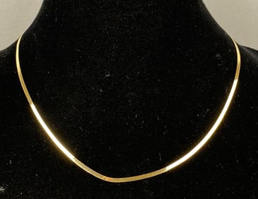 Italy 14K Yellow Gold Herringbone Chain Necklace