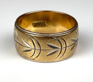 14K Gold Etched Ring