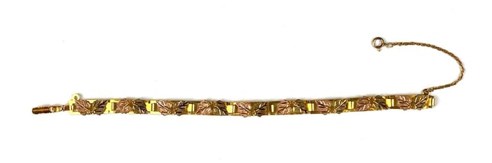 Signed Landstroms 10K Black Hills Gold Double Clasp Bracelet