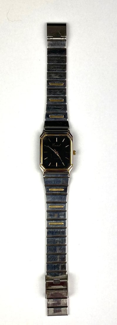 Mens Eurotech Quartz Oleg Cassini Stainless Steel Watch: Made in Switzerland. Band measures 8 1/2 inches.