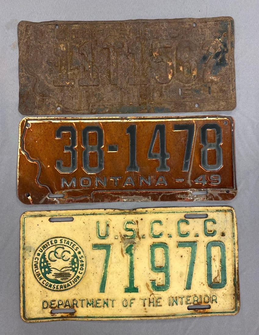 Group of 3 Vintage License Plates (1 of 2)