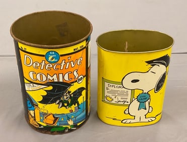 Group of Pop Culture Metal Trash Cans