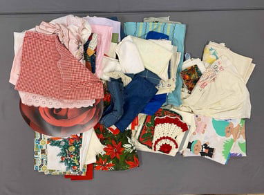Group of Assorted Vintage Tablecloths and More