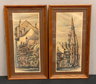 Group of 2 Frank M Hamilton Streetview Lithographs