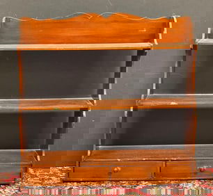 Vintage Wood Hanging Shelf with Drawers