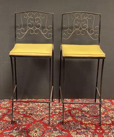 Group of 2 Vintage Wrought Iron Counter Stools