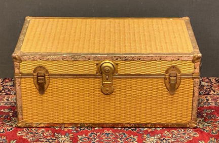 Vintage Wicker and Metal Storage Trunk