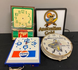 Group of Assorted Advertising Clocks