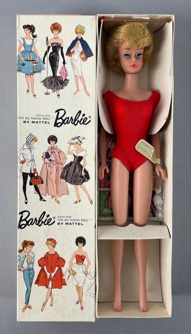 1963 Mattel Ash Blonde Bubble Cut Barbie Fashion Doll