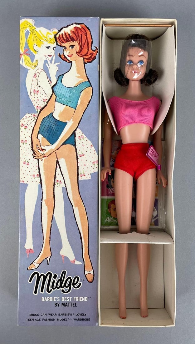 1963 Mattel Brunette Midge Fashion Doll: Like new in original packaging