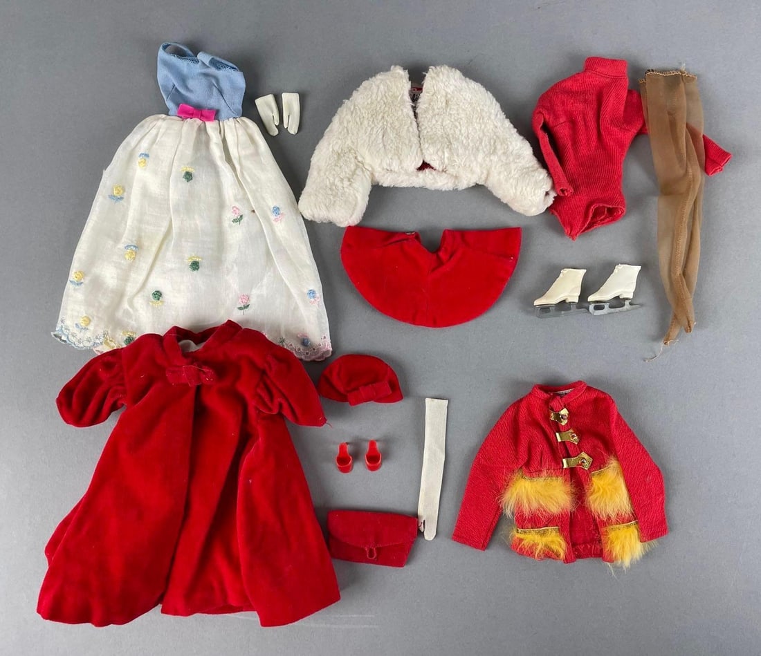 Group of 1960s Mattel Barbie Fashion Doll Outfits: Includes complete ice breaker, first formal, red flare