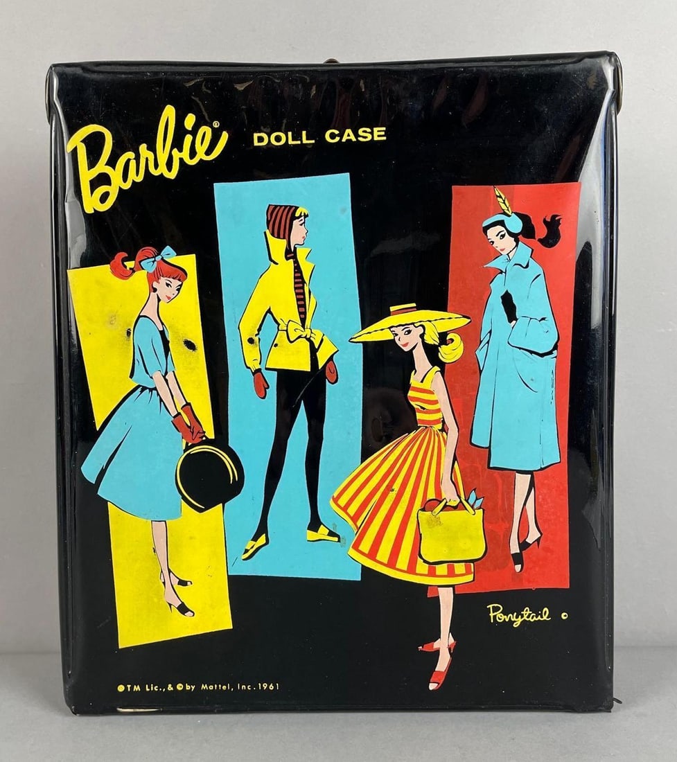 1961 Mattel Barbie Fashion Doll Case: Measures H 12 3/4" x W 10 3/4" x D 2 3/4"