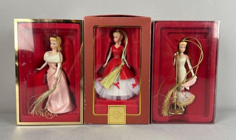 Group of Lenox Barbie Christmas Ornaments