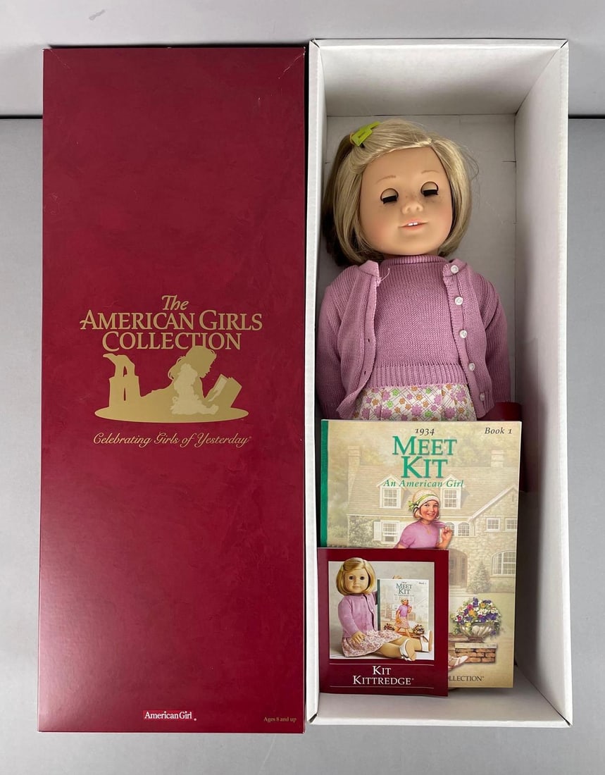 2000 American Girls Collection Kit Doll: Like new in original packaging, includes book, original packaging measures H 20 3/4" x w 8 1/4" x D 4 3/4"