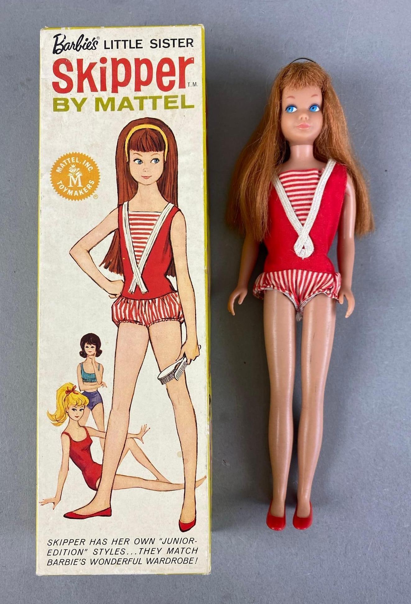 Vintage Mattel Barbies Little Sister Skipper Redhead Fashion Doll: in original box, doll measures 9” H