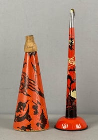 Group of 2 Vintage Halloween Horn Noisemakers