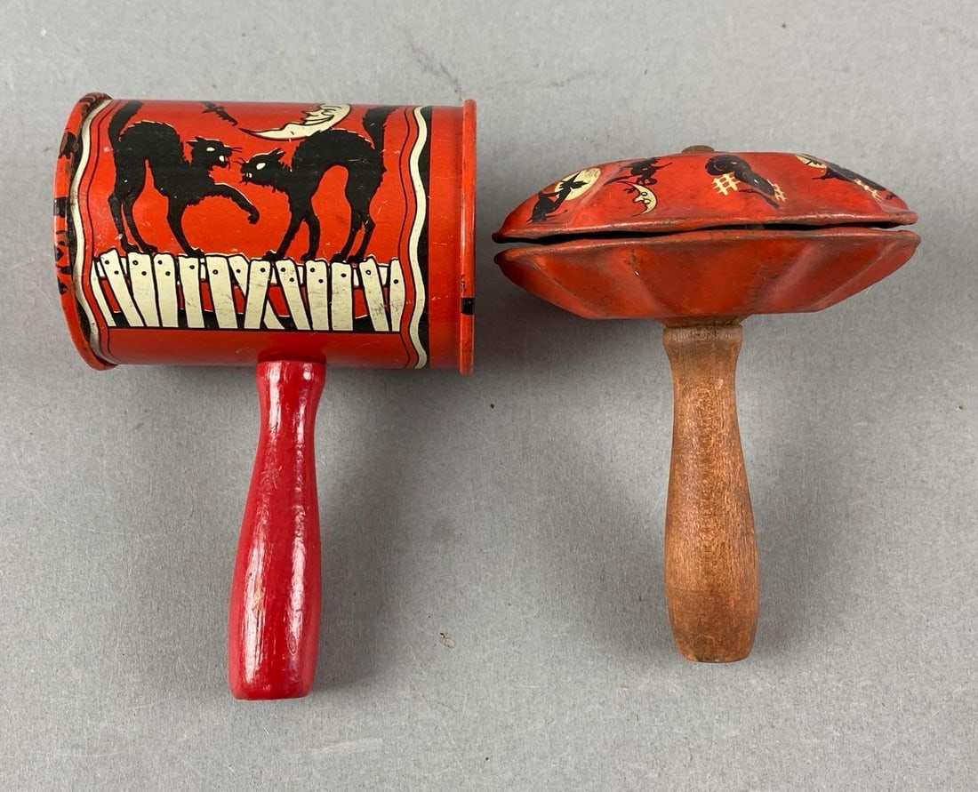 Group of 2 Vintage Pressed Steel Halloween Noisemakers (1 of 2)