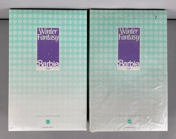 Group of 2 Mattel Winter Fantasy Barbie Fashion Dolls