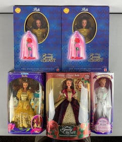 Group of Mattel Disney Beauty and the Beast Barbie Fashion Dolls