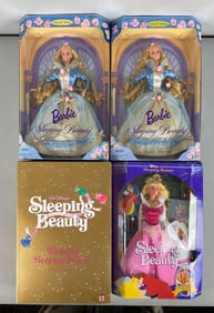 Group of Mattel Disney Sleeping Beauty Barbie Fashion Dolls