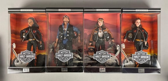 Group of Mattel Harley Davidson Barbie Fashion Dolls