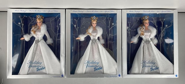 Group of Mattel Holiday Visions Barbie Fashion Dolls