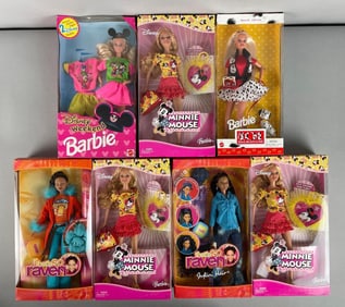 Group of Mattel Disney Barbie Fashion Dolls