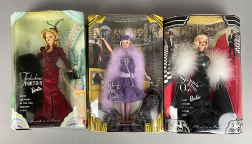 Group of Mattel Great Fashions of the 20th Century Barbie Fashion Dolls