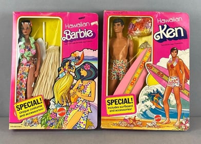 Group of 2 Mattel Barbie Hawaiian Fashion Dolls