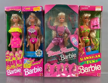 Group of 4 Mattel Barbie Fashion Dolls