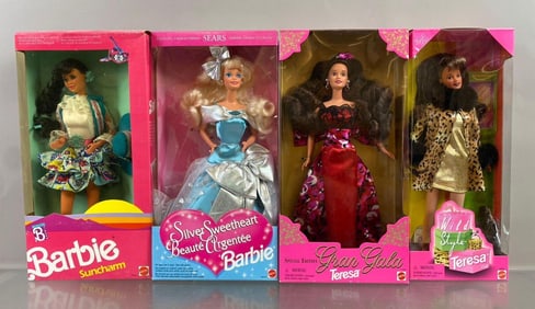 Group of 4 Mattel Barbie Fashion Dolls